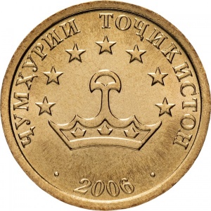 Аверс монеты Таджикистан, 10 дирамов, 2006