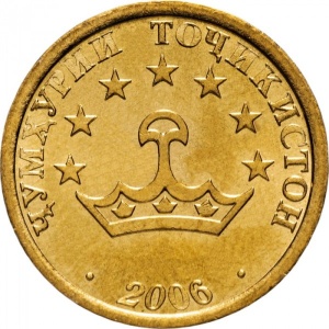 Аверс монеты Таджикистан, 20 дирамов, 2006
