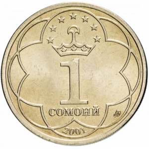 Реверс монеты Таджикистан, 1 сомони, 2001