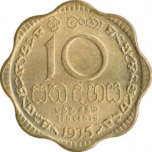Реверс монеты Шри-Ланка, 10 центов, 1975