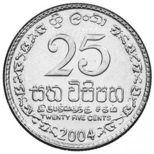 Реверс монеты Шри-Ланка, 25 центов, 1996-2004