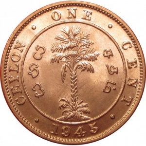Реверс монеты Шри-Ланка, 1 цент, 1942-1945