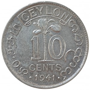 Реверс монеты Шри-Ланка, 10 центов, 1941