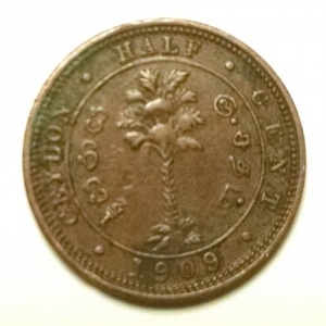 Реверс монеты Шри-Ланка, ½ цента, 1904-1909