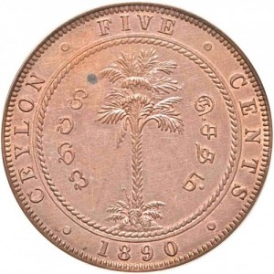 Реверс монеты Шри-Ланка, 5 центов, 1870-1892