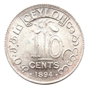 Реверс монеты Шри-Ланка, 10 центов, 1892-1900