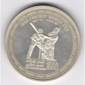 Реверс монеты Шри-Ланка, 1000 рупий, 1999, Чемпионат мира по крикету 1996