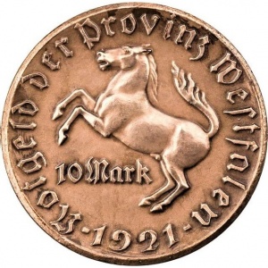 Аверс монеты Германия, 10 марок, 1921