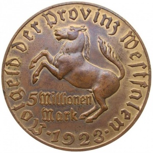 Аверс монеты Германия, 5.000.000 марок, 1923, Надпись "5 Millionen Mark" в две строки