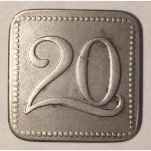 Реверс монеты Германия, 20 пфеннигов, 1921, Частный выпуск - Надземная железная дорога. Железо, магнетик