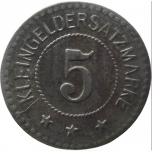 Реверс монеты Германия, 5 пфеннигов, 1917, Железо, магнетик