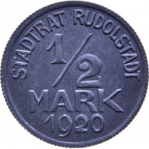 Аверс монеты Германия, ½ марки, 1920, Рубчатый гурт