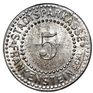 Аверс монеты Германия, 5 пфеннигов, 1917, Железо, магнетик