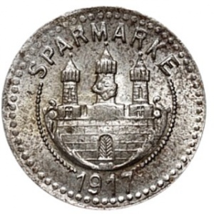 Реверс монеты Германия, 5 пфеннигов, 1917, Железо, магнетик