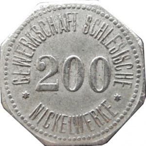Аверс монеты Германия, 200 пфеннигов, 1917, Частный выпуск - Силезский никелевый завод