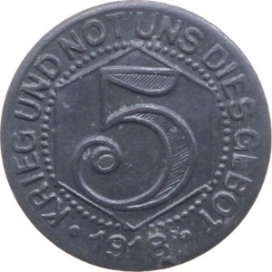 Реверс монеты Германия, 5 пфеннигов, 1918, Цинк, не магнетик