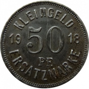 Реверс монеты Германия, 50 пфеннигов, 1918, Форма - Круг