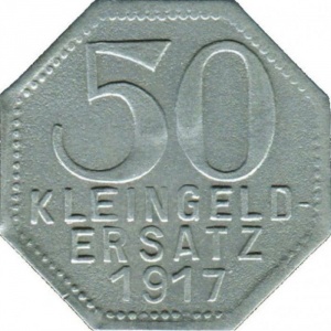 Реверс монеты Германия, 50 пфеннигов, 1917, Железо, магнетик