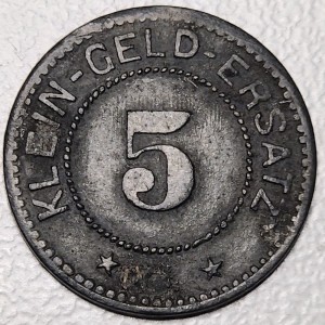 Реверс монеты Германия, 5 пфеннигов, 1918, С обеих сторон "веревочные" круги