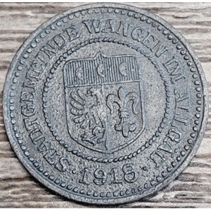 Аверс монеты Германия, 10 пфеннигов, 1918, С обеих сторон "жемчужные" круги. Цинк, не магнетик