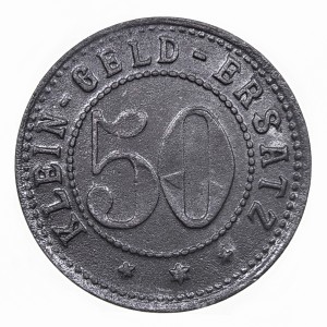 Реверс монеты Германия, 50 пфеннигов, 1918, С обеих сторон "жемчужные" круги. Цинк, не магнетик