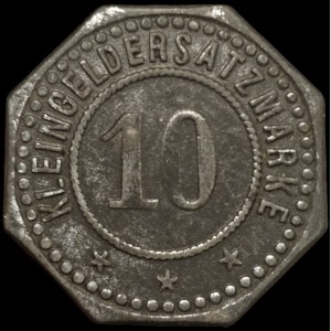 Реверс монеты Германия, 10 пфеннигов, 1917, Частный выпуск - Потребительский кооператив. Цинк /серый цвет/