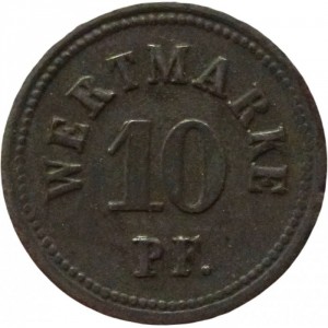 Реверс монеты Германия, 10 пфеннигов, 1914, Лагерь для военнопленных офицеров