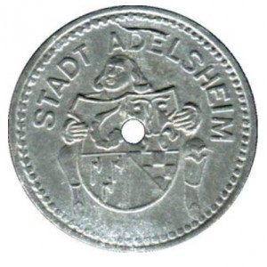 Аверс монеты Германия, 10 пфеннигов, 1918, С отверстием