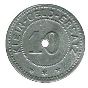 Реверс монеты Германия, 10 пфеннигов, 1918, С отверстием