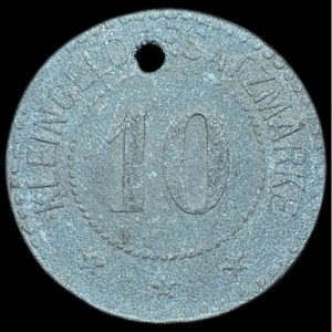 Реверс монеты Германия, 10 пфеннигов, 1918, С отверстием