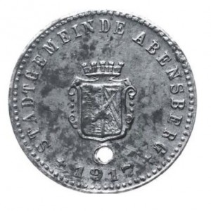 Аверс монеты Германия, 10 пфеннигов, 1917, Гладкий гурт. "NOTGELD" на реверсе