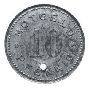 Реверс монеты Германия, 10 пфеннигов, 1917, Гладкий гурт. "NOTGELD" на реверсе