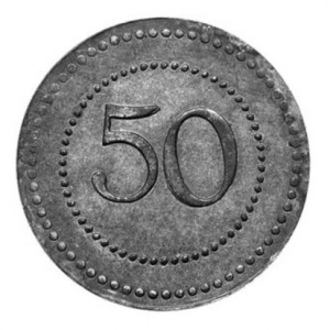 Реверс монеты Германия, 50 пфеннигов, 1914, Лагерь для военнопленных. Без отверстия
