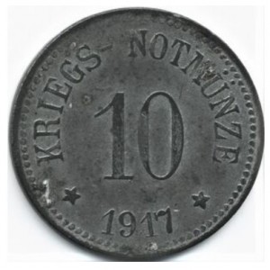 Реверс монеты Германия, 10 пфеннигов, 1917, Цинк, не магнетик