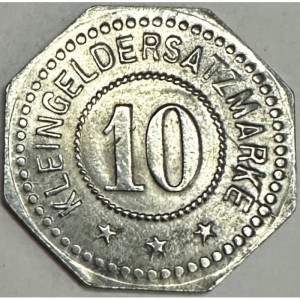 Реверс монеты Германия, 10 пфеннигов, 1917, Частный выпуск - Прядильная фабрика
