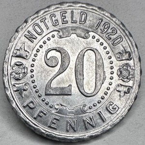 Реверс монеты Германия, 20 пфеннигов, 1920, Частный выпуск - Городской трамвай