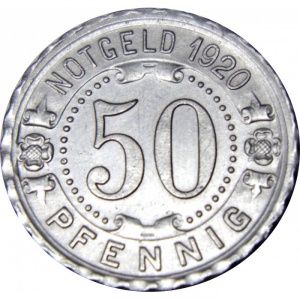 Реверс монеты Германия, 50 пфеннигов, 1920, Частный выпуск - Городской трамвай