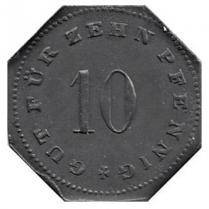 Реверс монеты Германия, 10 пфеннигов, 1917, Без отверстия