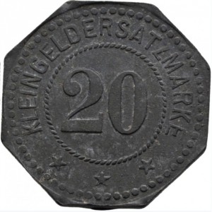Реверс монеты Германия, 20 пфеннигов, 1917, Частный выпуск - Механическая хлопкопрядильная и ткацкая фабрика