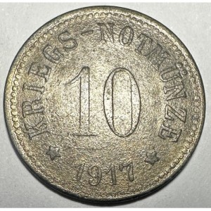 Реверс монеты Германия, 10 пфеннигов, 1917, Цинк, не магнетик /серый цвет/