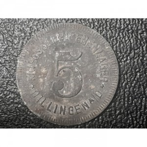 Аверс монеты Германия, 5 пфеннигов, 1917, Лагерь военнопленных Диллинген. Без клейма "D" на реверсе