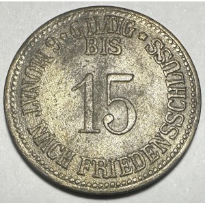 Реверс монеты Германия, 15 пфеннигов, 1916, Без отверстия. Цинк /серый цвет/