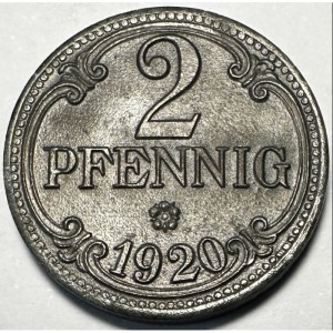 Реверс монеты Германия, 2 пфеннига, 1920