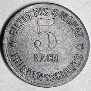 Реверс монеты Германия, 5 пфеннигов, 1917, "GILTIG BIS 6 MONAT" на реверсе